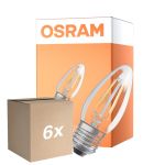 Voordeelpak 6x Osram Classic LED E27 Kaars Filament Helder 4.8W 470lm - 827 Zeer Warm Wit | Dimbaar - Vervangt 40W